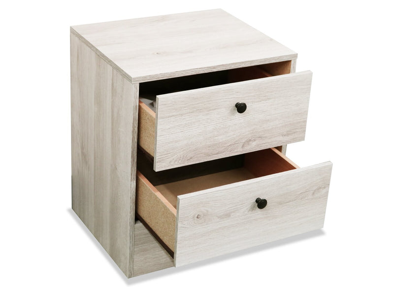 Hart Bedside 2-Drawer Nightstand, 18.4\"W x 22.2\"H, Made in Canada - White