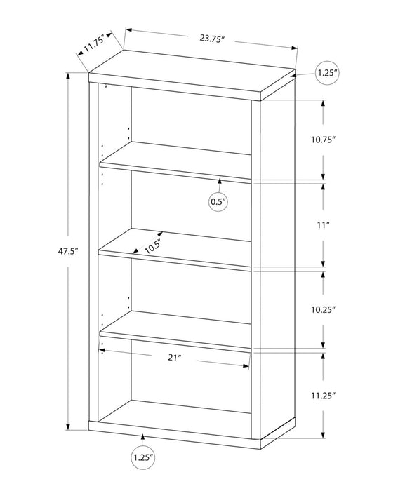 Slade 23.75\" 4-Shelf Bookcase - Grey
