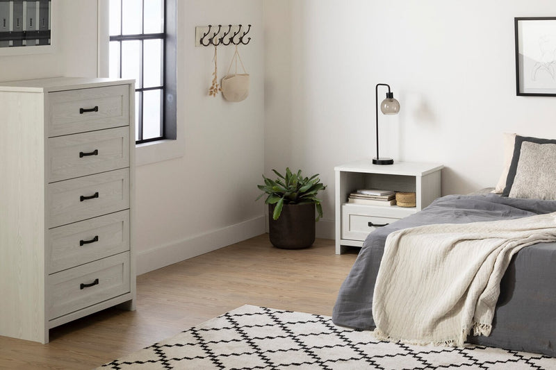 Dove Bedroom Chest of Drawers, 5-Drawer, 30.5\"W x 49\"H, Made in Canada - White