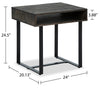 Vito 24" Modern End Table with Storage - Brown with Black Metal Legs|Table de bout moderne Vito de 24 po avec rangement - brune avec pattes en métal noir