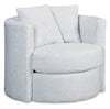 Made in Canada Petite 36\" Chenille Fabric Swivel Cuddler Accent Chair - Teddy Star Grey