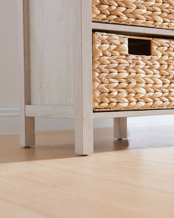 Jon 15.5\" Chairside Table with 2 Baskets & Drawer - White Oak