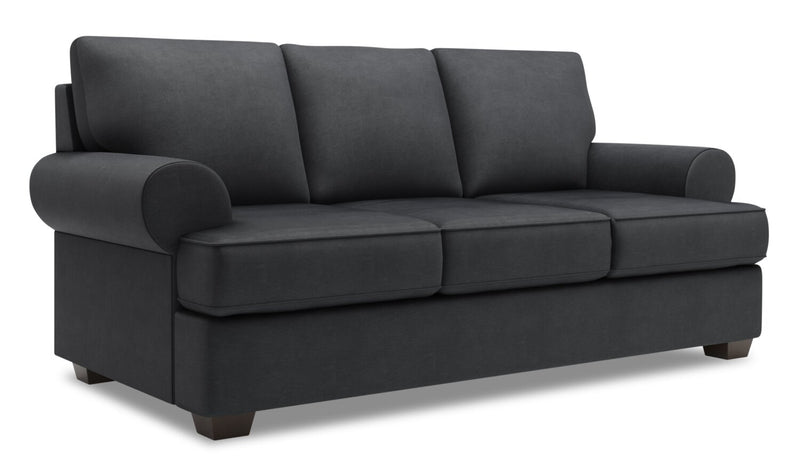 Made in Canada Customizable Sofa Lab Roll 86\" Linen-Look Fabric Sofa with Rolled Arms - Pax Pepper Grey