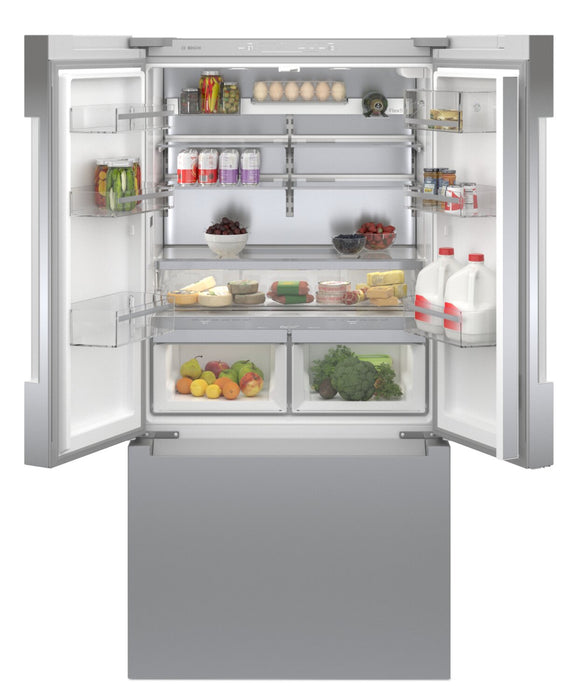 Bosch 800 Series 36\" 20.8 Cu. Ft. Smart Counter-Depth French Door Refrigerator with Dual Compressor