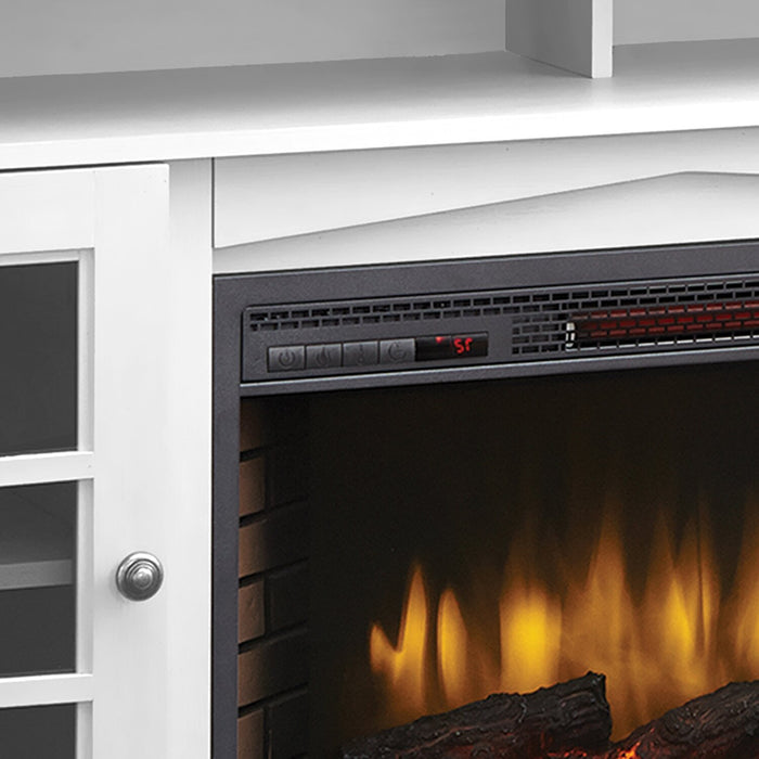 Huntley 59\" Electric Fireplace TV Stand with Storage and Cable Management for TVs up to 65\"- White