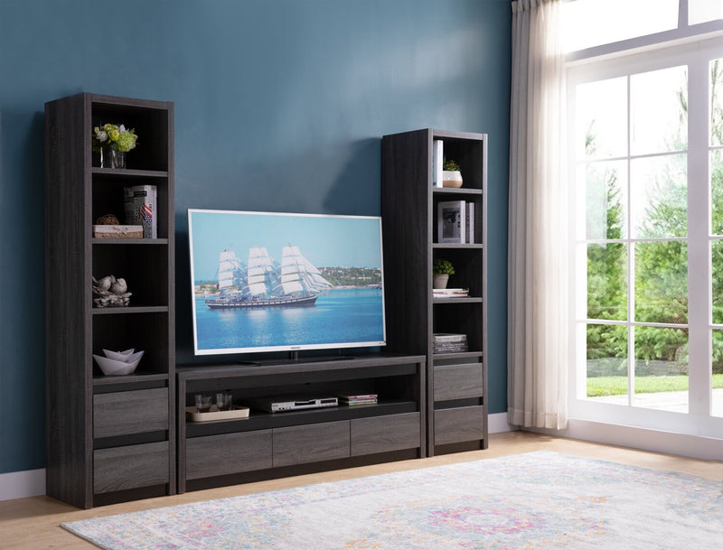 Walker 98.5\" 3-Piece Entertainment Centre with Storage and Cable Management for TVs up to 70\"- Distressed Grey