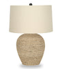 25" Ratten Table Lamp with Beige Shade|Lampe de table de 25 po en rotin avec abat-jour beige