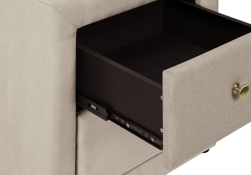 Zara Upholstered Bedside 2-Drawer Nightstand, 20.5\"W x 20.75\"H - Beige