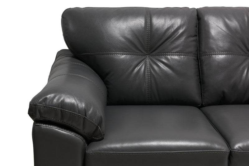 Made in Canada Addison 86\" Leather-Look Fabric Sofa with Tufted Back Cushion - Grey