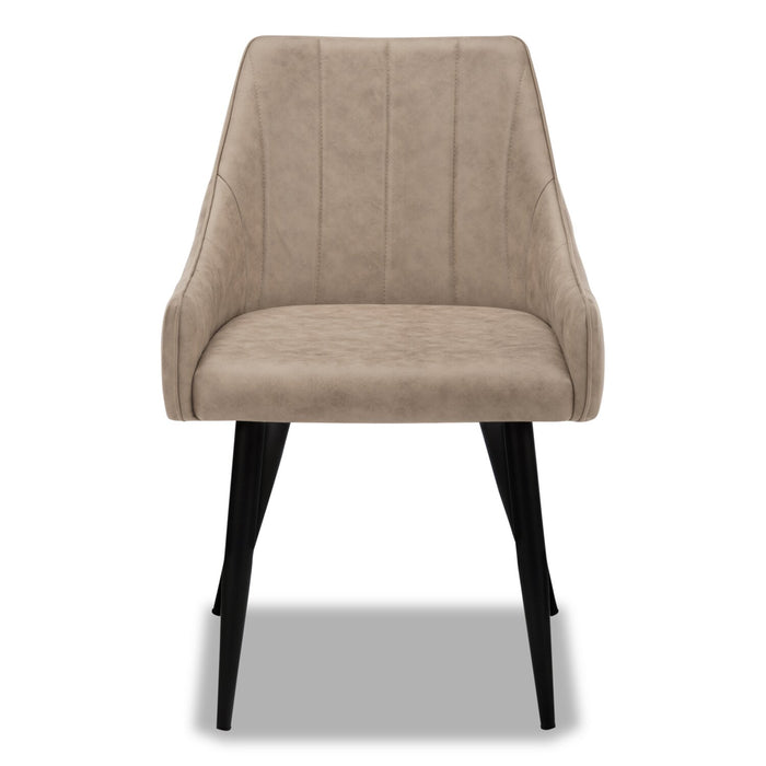 Eliot Dining Chair with Vegan-Leather Fabric, Metal - Taupe