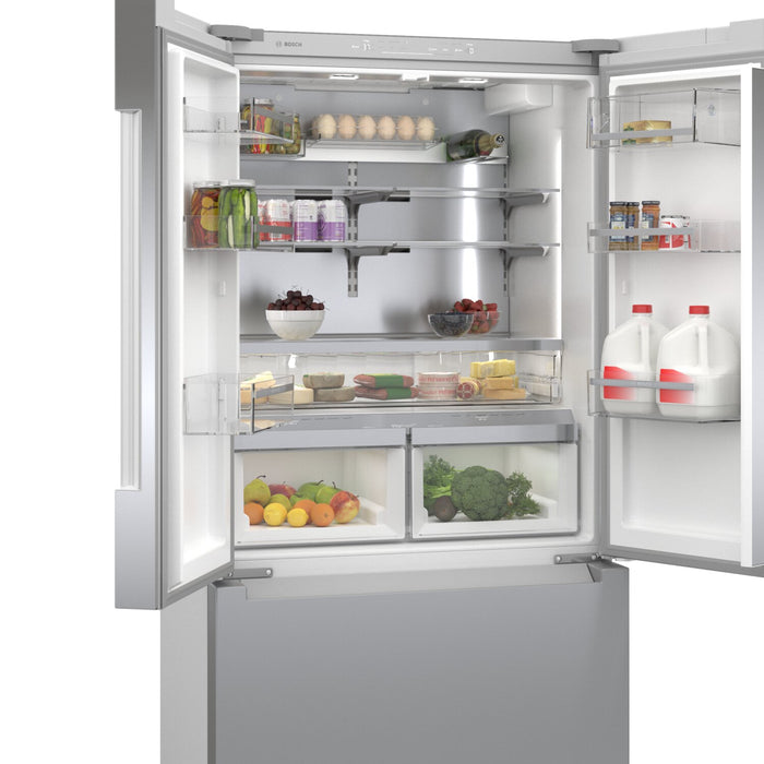 Bosch 800 Series 36\" 20.8 Cu. Ft. Smart Counter-Depth French Door Refrigerator with Dual Compressor