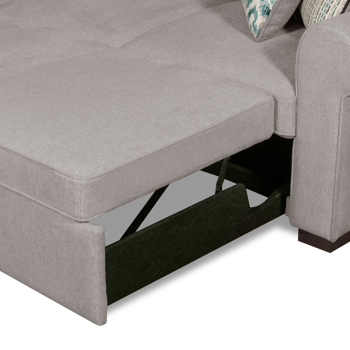 Scott Living Haven 3-Piece Chenille Fabric Sleeper Sectional with Two Storage Chaises - Grey