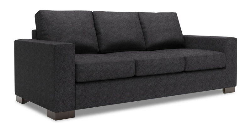 Made in Canada Customizable Sofa Lab Track 85\" Chenille Fabric Sofa with Track Arms - Luxury Charcoal Grey