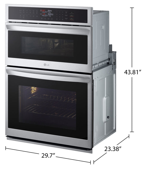 LG 30\" 6.4 Cu. Ft. Electric Combination Wall Oven with Fan Convection - Smudge Proof Stainless Steel - WCEP6423F