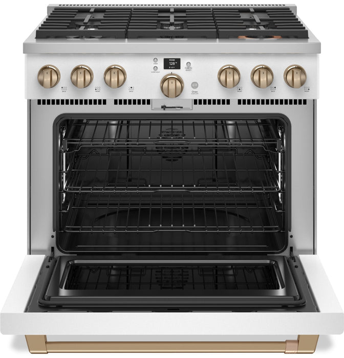 Cafe 5.7 Cu. Ft. Smart Dual Fuel Range with True European Convection and Self Clean Racks - Matte White - C2Y366P4TW2