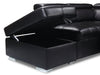 Drake 3-Piece Leather-Look Fabric Left-Facing Sleeper Sectional - Black 