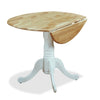 Hana Drop-Leaf Dining Table, Wood, Pedestal Base, 40"W - Two-Tone White & Natural