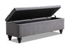 Sage Bench with Storage - Contemporary style Ottoman in Grey Solid Woods, Medium Density Fibreboard (MDF), Plywood