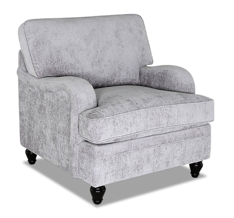 Made in Canada Bellmont 38\" Chenille Fabric Chair with Wood Legs - Platinum Grey