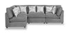 Scott Living Evolve Modular 4-Piece Linen-Look Fabric Pit Sofa Sectional with Feather Down Cushions - Charcoal|Sofa sectionnel modulaire de style cocon Evolve de Scott Living 4 pièces en tissu d’apparence lin avec coussins en duvet et plumes - anthracite