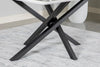 Bari 5pc Dining Set with Table & 4 Grey Swivel Chairs, Marble-Look Ceramic Top, Metal, 63"W | Ensemble de salle à manger Bari 5 pièces en métal avec table de 63 po (L) avec dessus en céramique d’apparence marbre et 4 chaises pivotantes grises