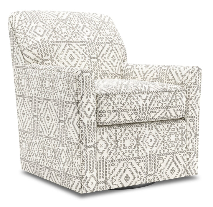 Made in Canada Sofa Lab Customizable Swivel 31\" Fabric Accent Chair - Greystone Multicolour