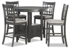 Dena 5pc Counter-Height Dining Set with Table & Chairs, 42-60\"W Extension, Round  - Grey