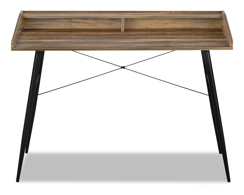 Jeremy 47.25\" Office Desk with Small Hutch - Brown