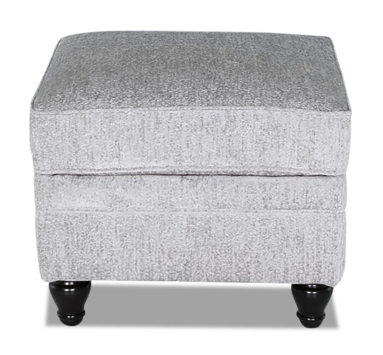 Made in Canada Bellmont 26\" Chenille Fabric Ottoman with Wood Legs - Platinum Grey