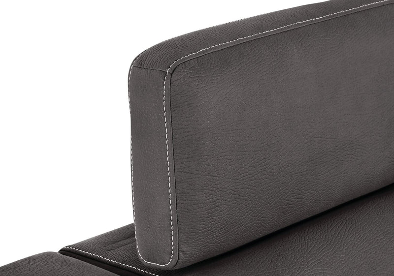 Drake 41.5\" Faux Suede Fabric Chair with Pull-Out Ottoman and Flip-Up Headrest - Cement Grey