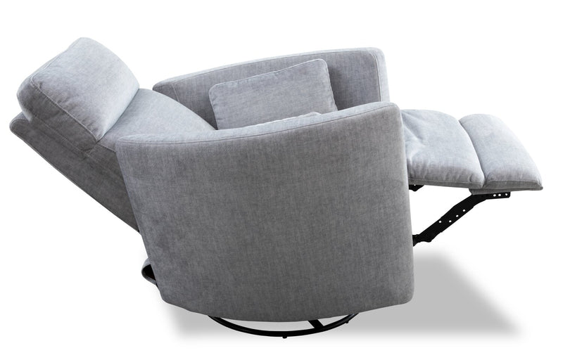 Ember 36\" Fabric Swivel Power Reclining Chair - Silver Cotton