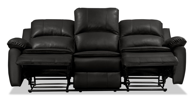 Chandler 82\" Leather-Look Fabric Reclining Sofa - Grey