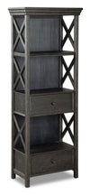 Isla Display Shelft with Storage Drawers, 25.4\"W - Rustic Black