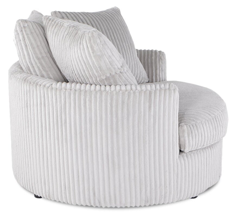 Made in Canada Grande 48\" Chenille Fabric Cuddler Accent Chair - Groove Mist Grey