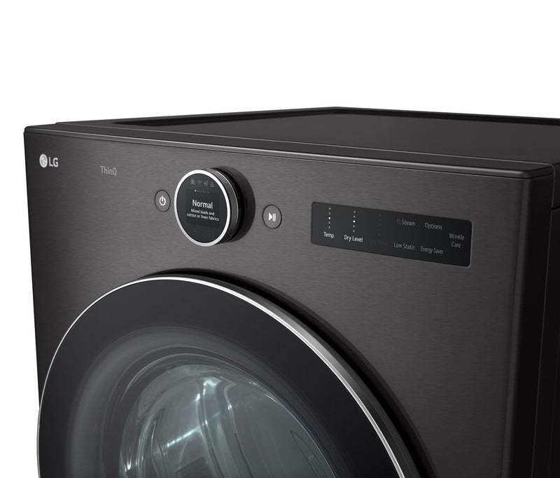 LG 7.4 Cu. Ft. Smart Electric Dryer with Steam - Black Steel - Stackable - DLEX6700B