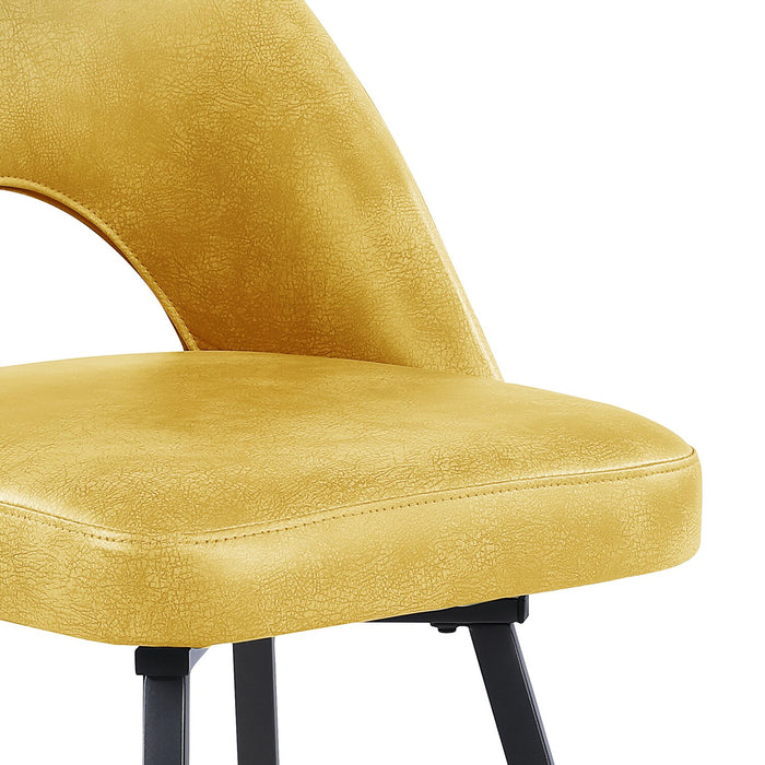 Kort & Co. Bay Counter-Height Stool with Swivel Seat & Vegan Leather Fabric, 25.5\"H, Metal - Mustard