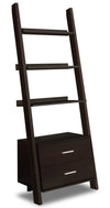 Ronan 25.5\" Ladder Bookcase with Open Shelves & 2-Drawers - Espresso 