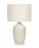 25" Cream Textured Ceramic Table Lamp with Ginger Shade|Lampe de table en forme de pot de gingembre de 25 po en céramique texturée crème avec abat-jour