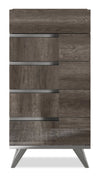 Gino Bedroom Chest of Drawers, 5-Drawer - Made in Italy, 25\"W x 49\"H, Modern - Brown