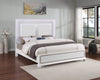 Ava Panel Bed with Headboard & Frame, LED, Glam, White - King Size | Lit à panneau Ava somptueux avec tête de lit, cadre de lit et éclairage à DEL, blanc - format très g…