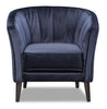 Brinley Velvet Accent Chair - Blue - Contemporary style Accent Chair in Blue Plywood, Rubberwood