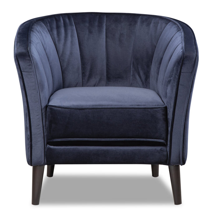 Brinley 29\" Velvet Fabric Accent Chair with Wood Legs - Blue