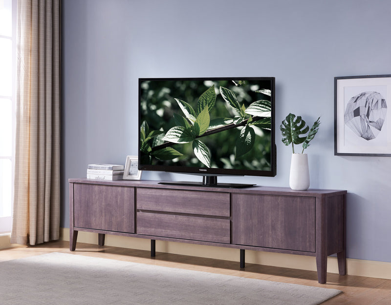Gabe 84\" Modern TV Stand with Storage for TVs up to 90\"- Walnut Brown