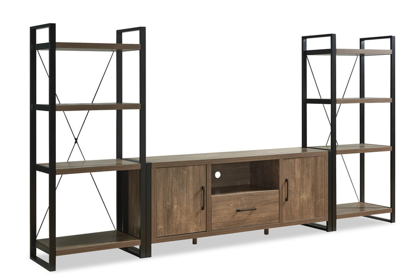 Alvin 117\" Modern 3-Piece Entertainment Centre with Storage and Cable Management for TVs up to 70\"- Hazelnut