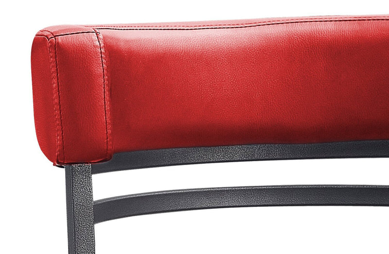 Mila Counter-Height Stool with Swivel Seat & Vegan Leather Fabric, 25\"H, Metal - Red