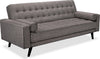 Avery Linen-Look Fabric Futon - Grey 