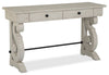 Bronwyn 50" Traditional Sofa Table with Storage - Alabaster Pine with Scroll Design Wood Base|Table de salon traditionnelle Bronwyn de 50 po avec rangement - pin albâtre avec base en bois à volutes