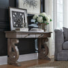 Tinley Park 50" Traditional Sofa Table with Storage - Grey-Brown Pine with Scroll Design Base|Table de salon traditionnelle Tinley Park de 50 po avec rangement - pin gris-brun avec base à volutes