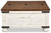 Benjy Coffee Table with Storage  - Rustic style Coffee Table in Distressed white natural pine