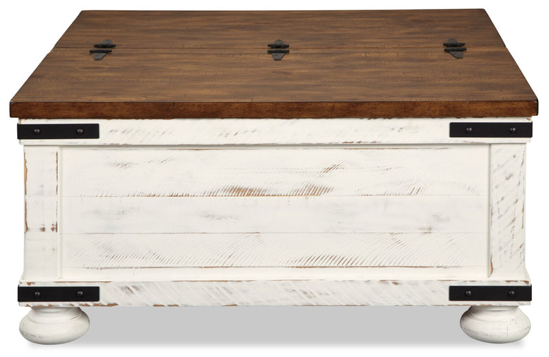 Benjy 36\" Rustic Coffee Table Trunk with Storage - Two Tone Wood